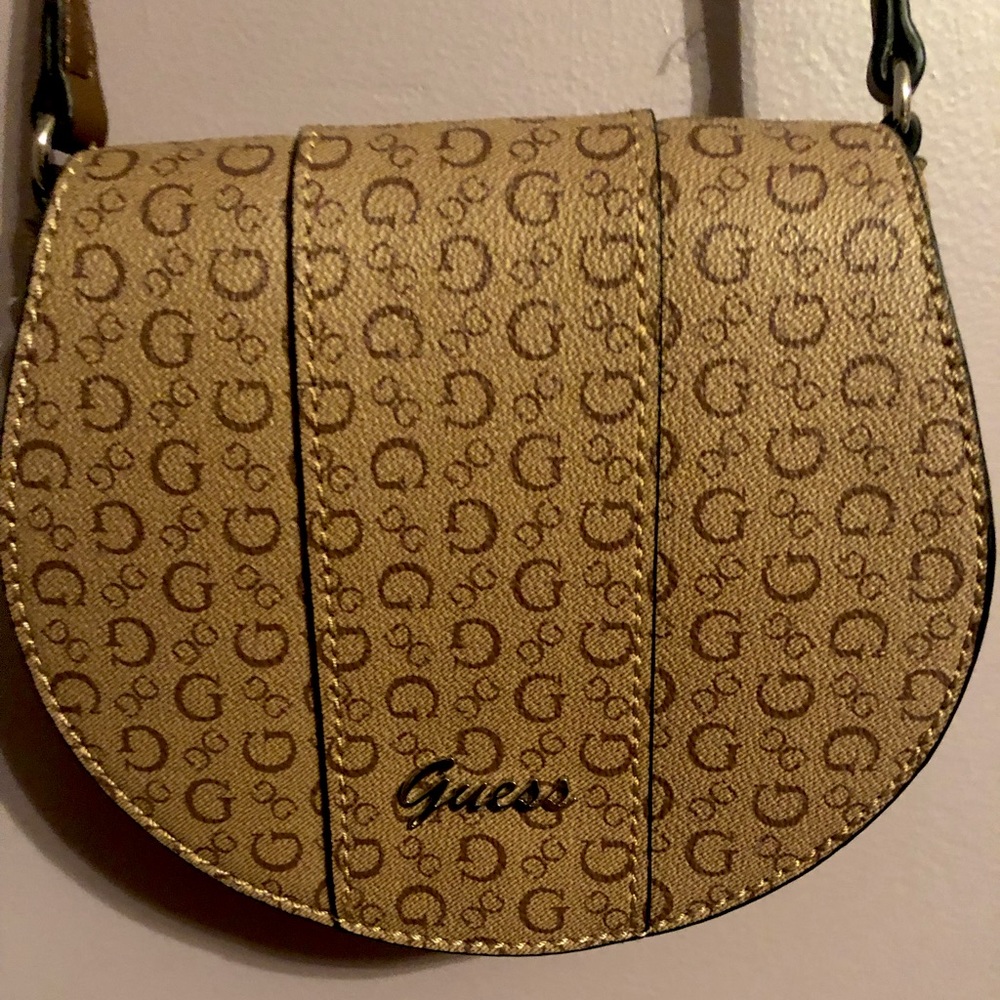 Dark beige Guess clutch purse long length w/ straps